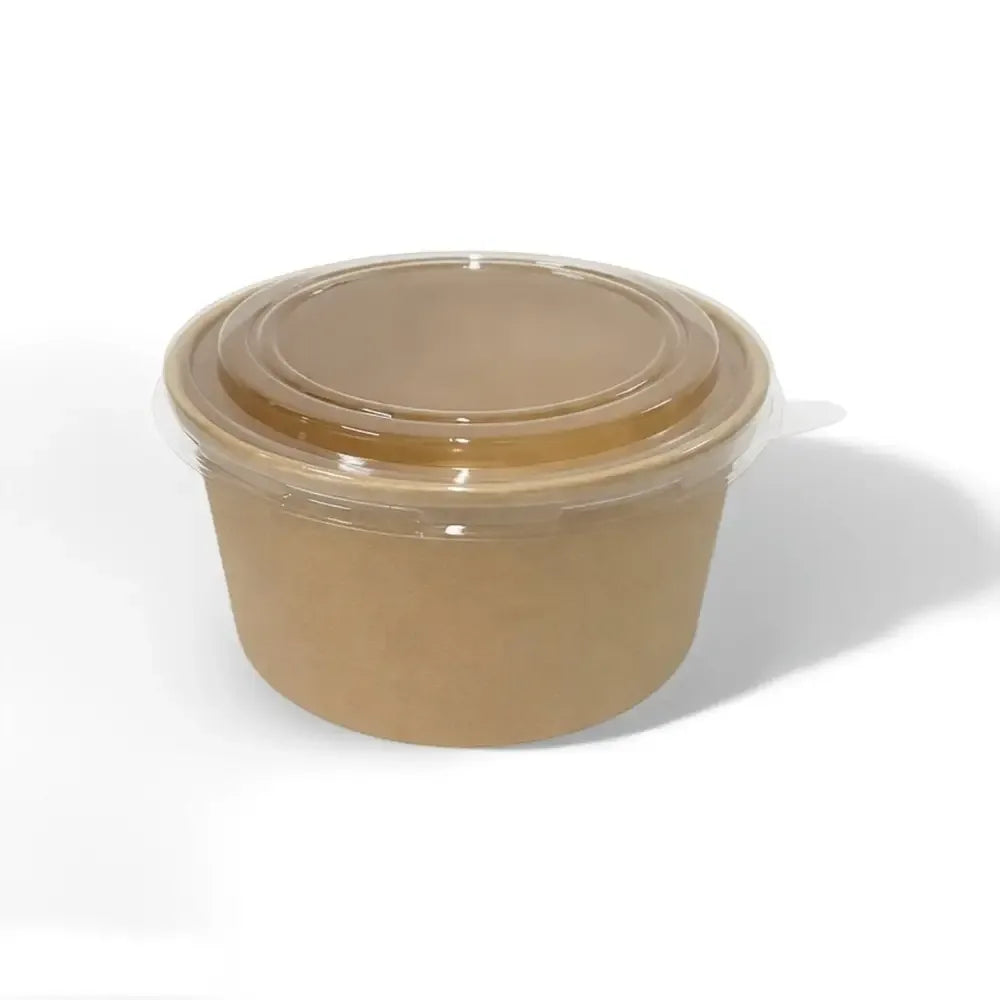 1000ml Round Kraft Bowl with PP Lid - Paper Packit Packaging