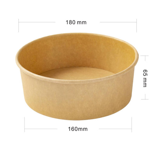 1300ml Round Kraft Bowl + PP Lid