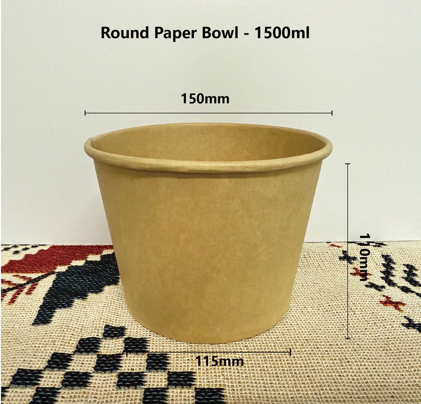 1500ml Round Kraft Bowl + PP Lid