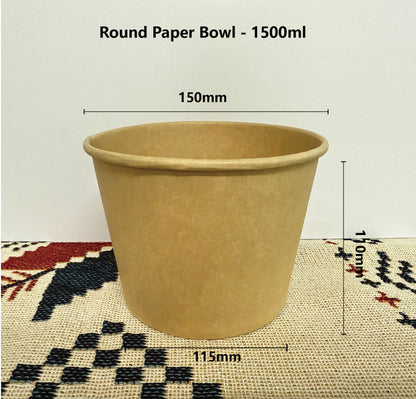 1500ml Round Kraft Bowl + PP Lid