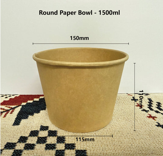 1500ml Round Kraft Bowl + PP Lid