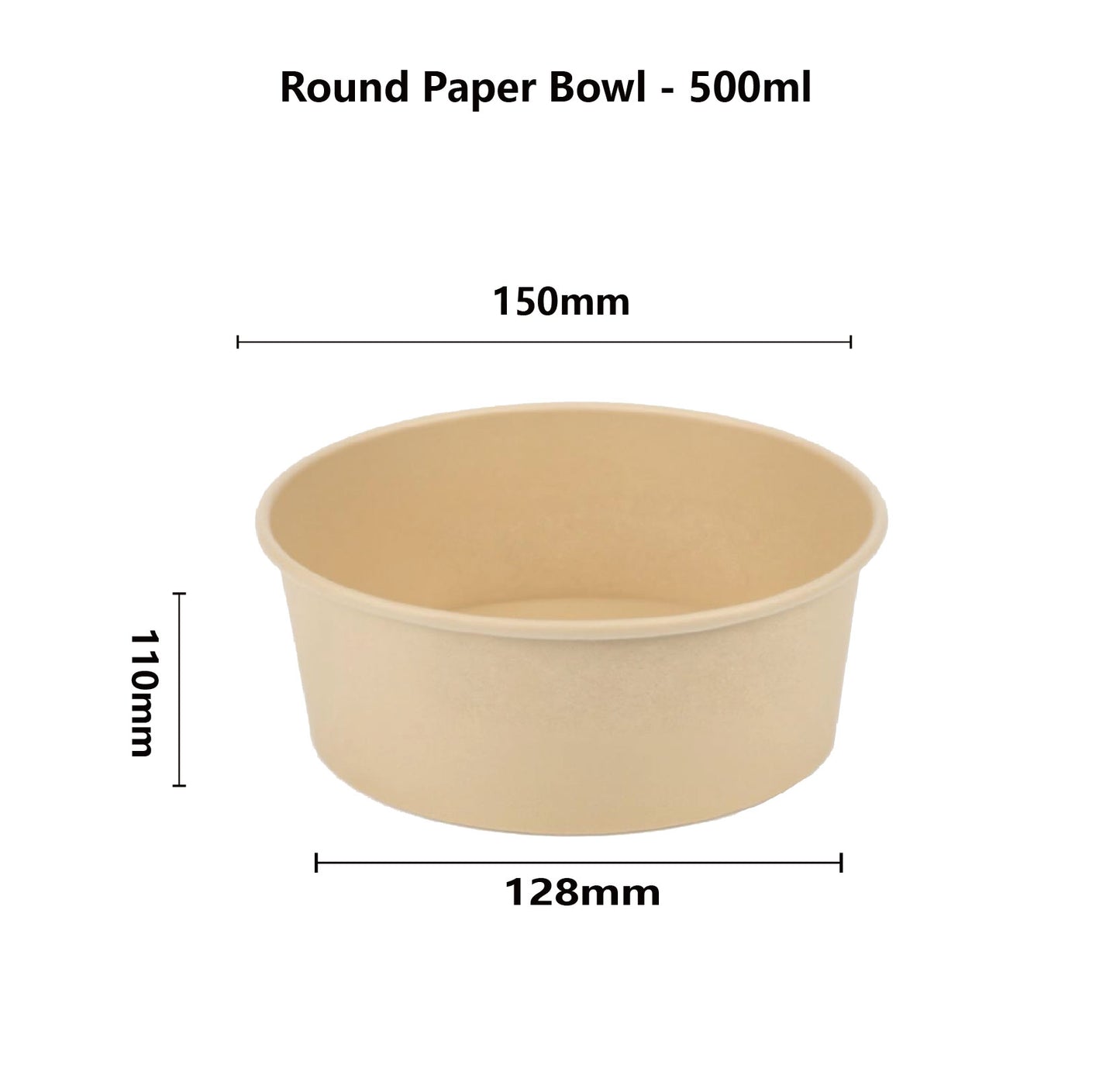 500ml Round Kraft Bowl + PP Lid