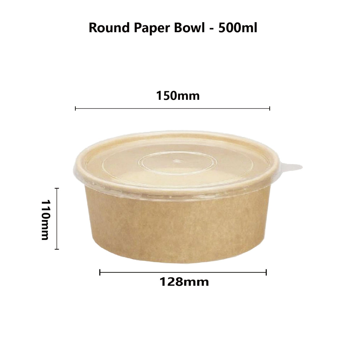 500ml Round Kraft Bowl + PP Lid