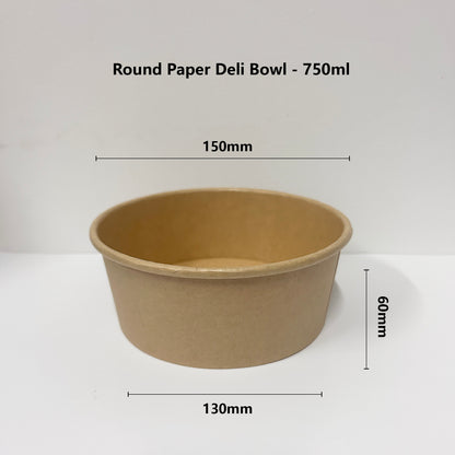 750ml Round Kraft Bowl +PP Lid