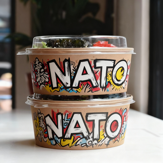 Sustainable paper bowl, 1100ml and 1300ml– printed in CMYK, fully customisable with your design, ideal for takeaway.