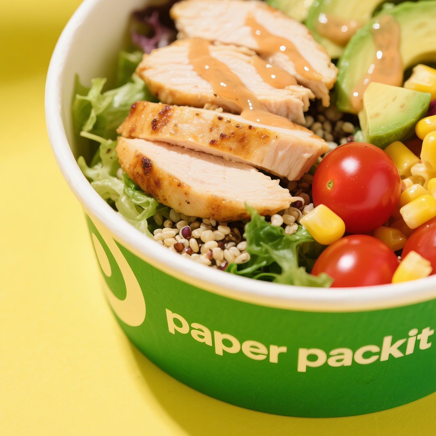 Sustainable paper bowl, 900ml and 1450ml– printed in CMYK, fully customisable with your design, ideal for takeaway.