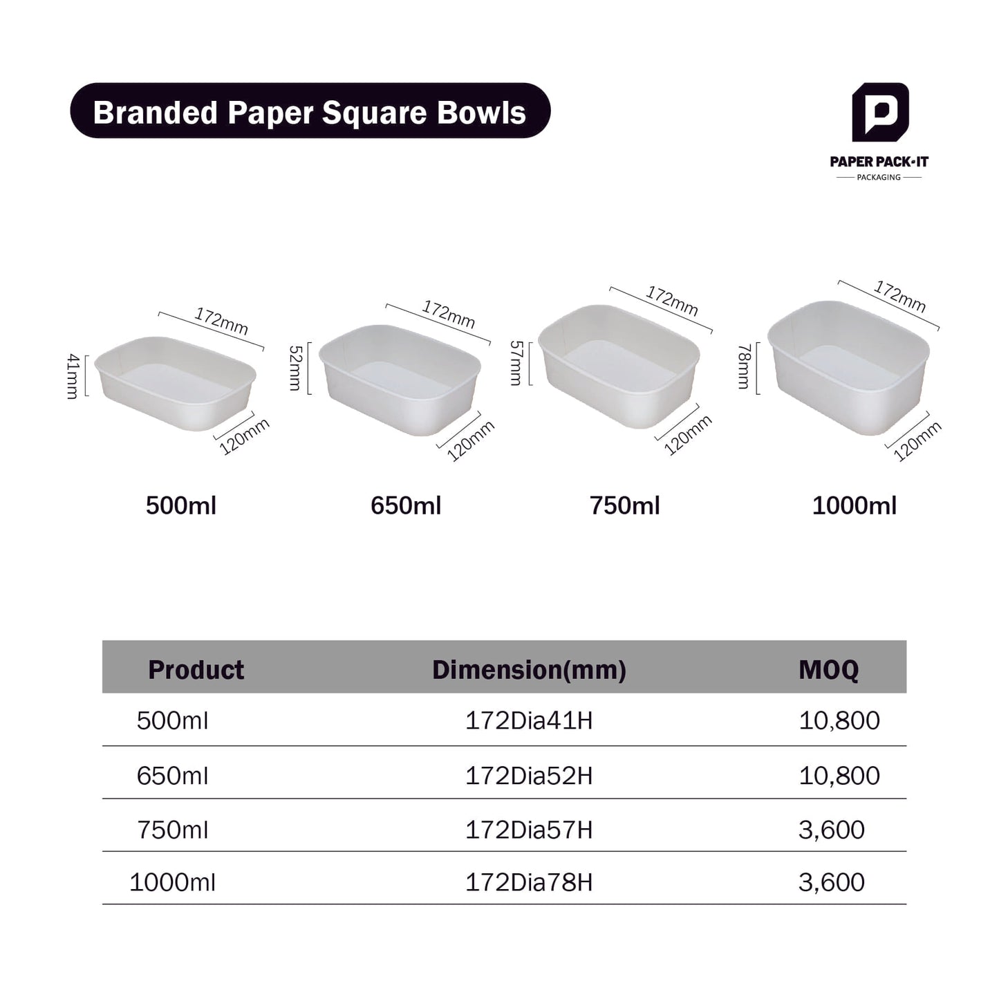 Branded Rectangle Paper Bowls