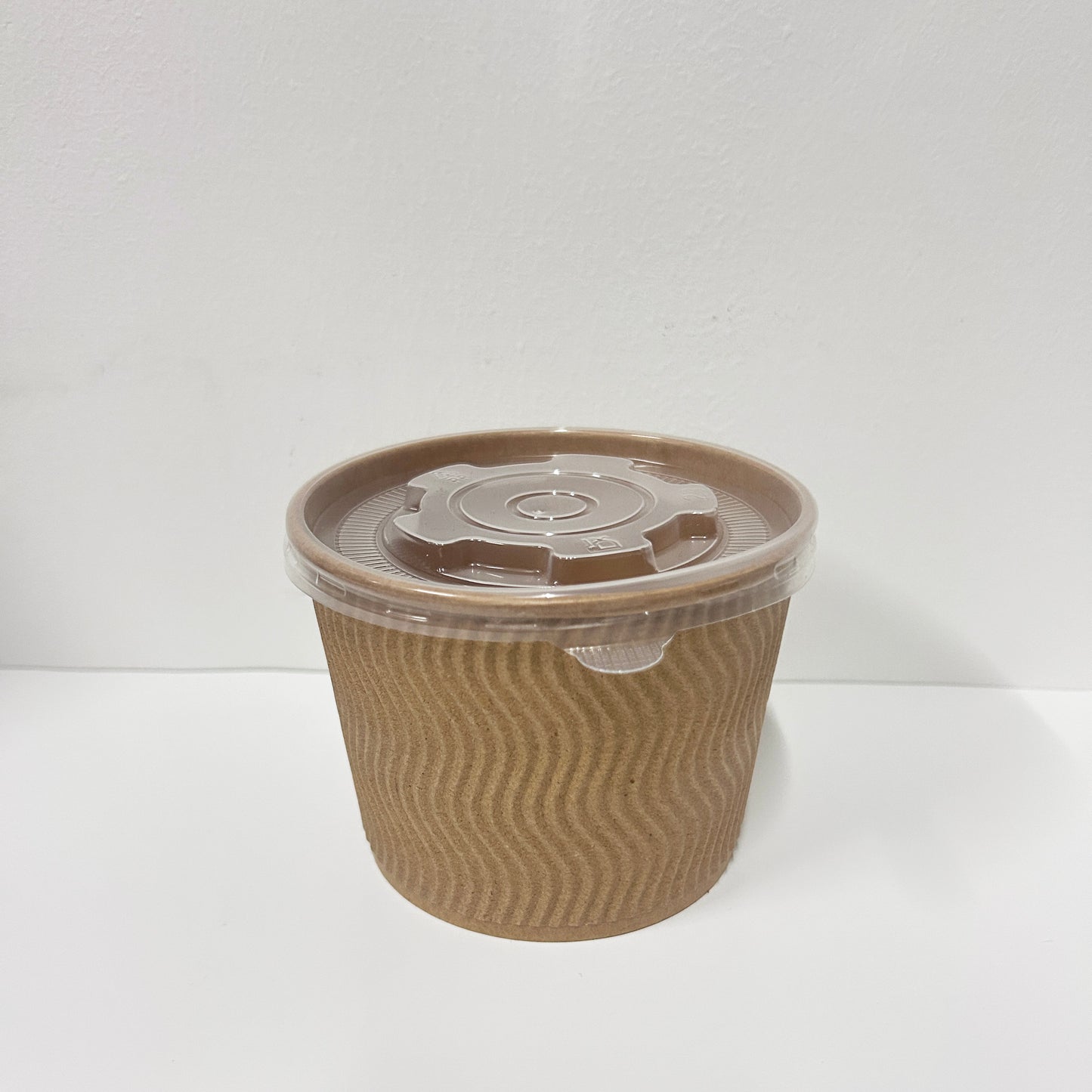 520ml Round Kraft Ripple Soup Bowl + Lid