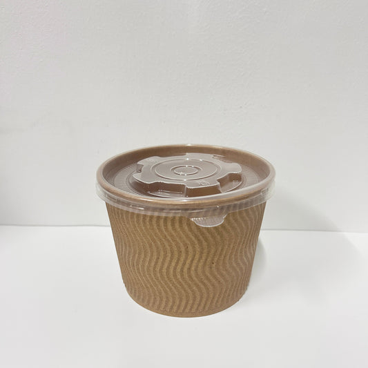 520ml Round Kraft Ripple Soup Bowl with Lid