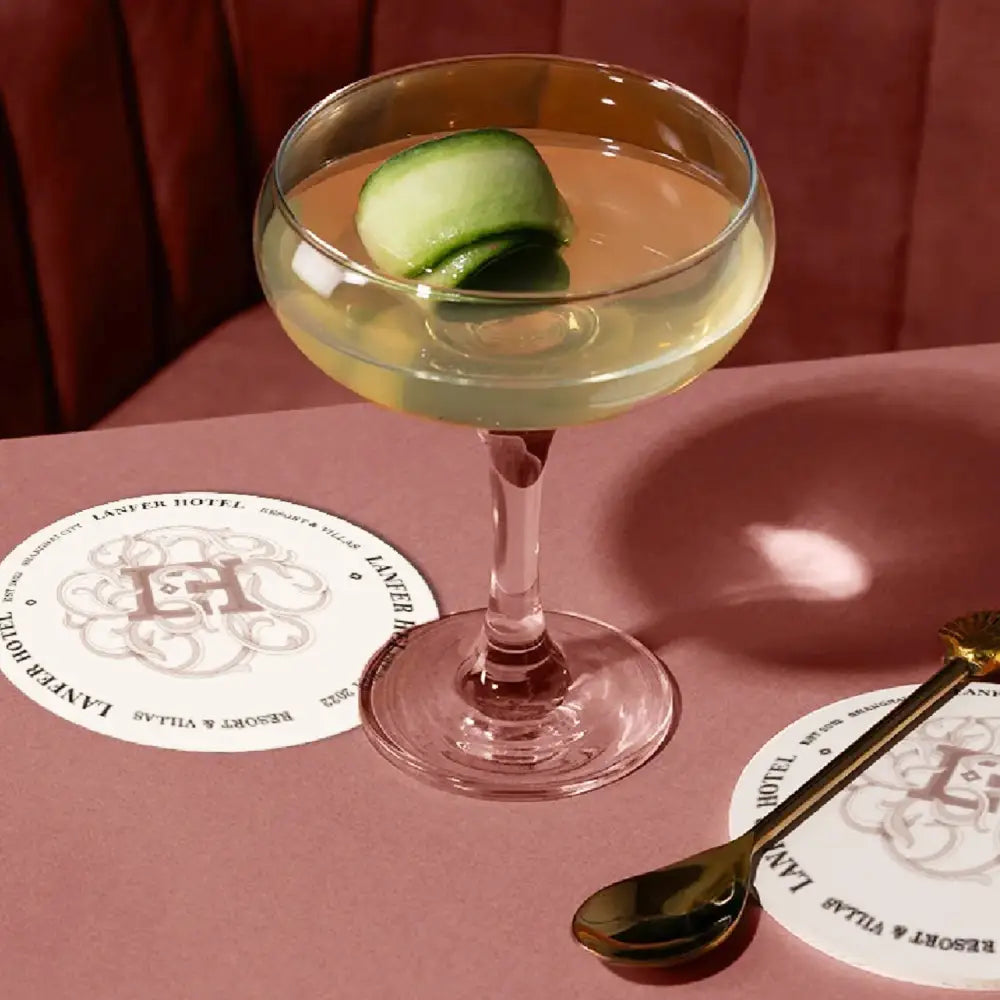 Branded coaster – super thick and highly water-absorbent.