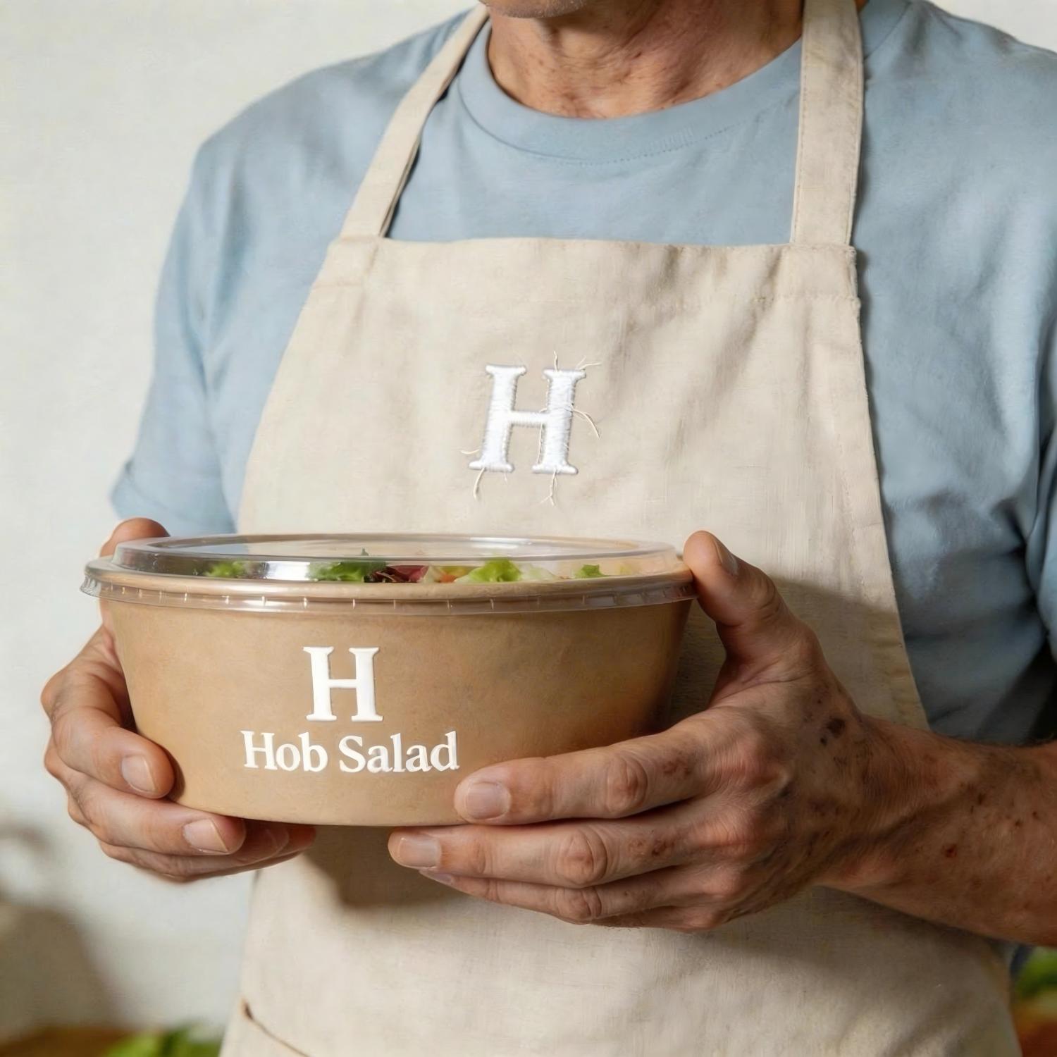 Sustainable paper bowl, 900ml and 1450ml– printed in CMYK, fully customisable with your design, ideal for takeaway.