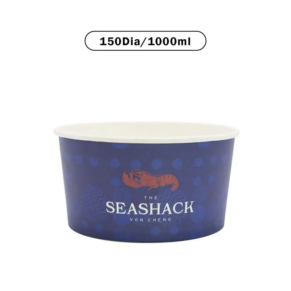 Sustainable paper bowl,500ml,750ml,1000ml and 1500ml– printed in CMYK, fully customisable with your design, ideal for takeaway.