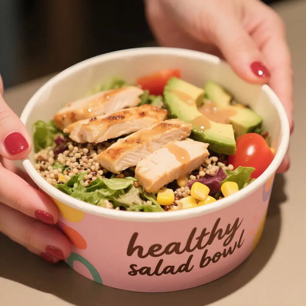 Sustainable paper bowl,500ml,750ml,1000ml and 1500ml– printed in CMYK, fully customisable with your design, ideal for takeaway.