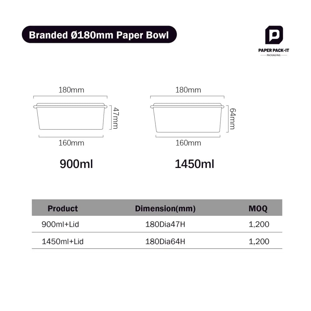 Branded Paper Bowls Ø165mm - Custom