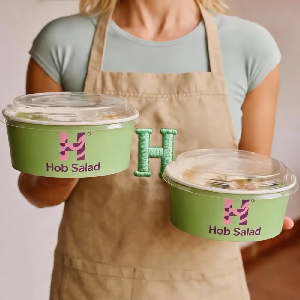 Sustainable paper bowl, 900ml and 1450ml– printed in CMYK, fully customisable with your design, ideal for takeaway.