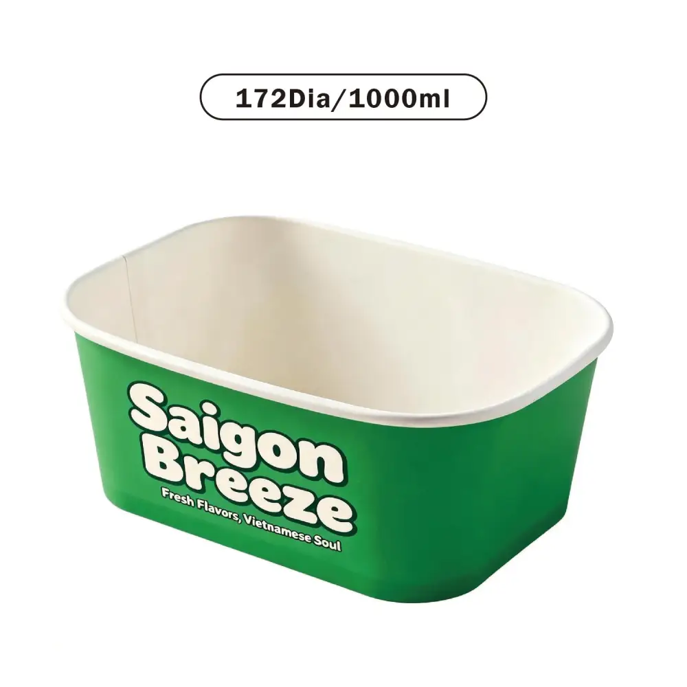 Branded Rectangle Paper Bowls - Custom