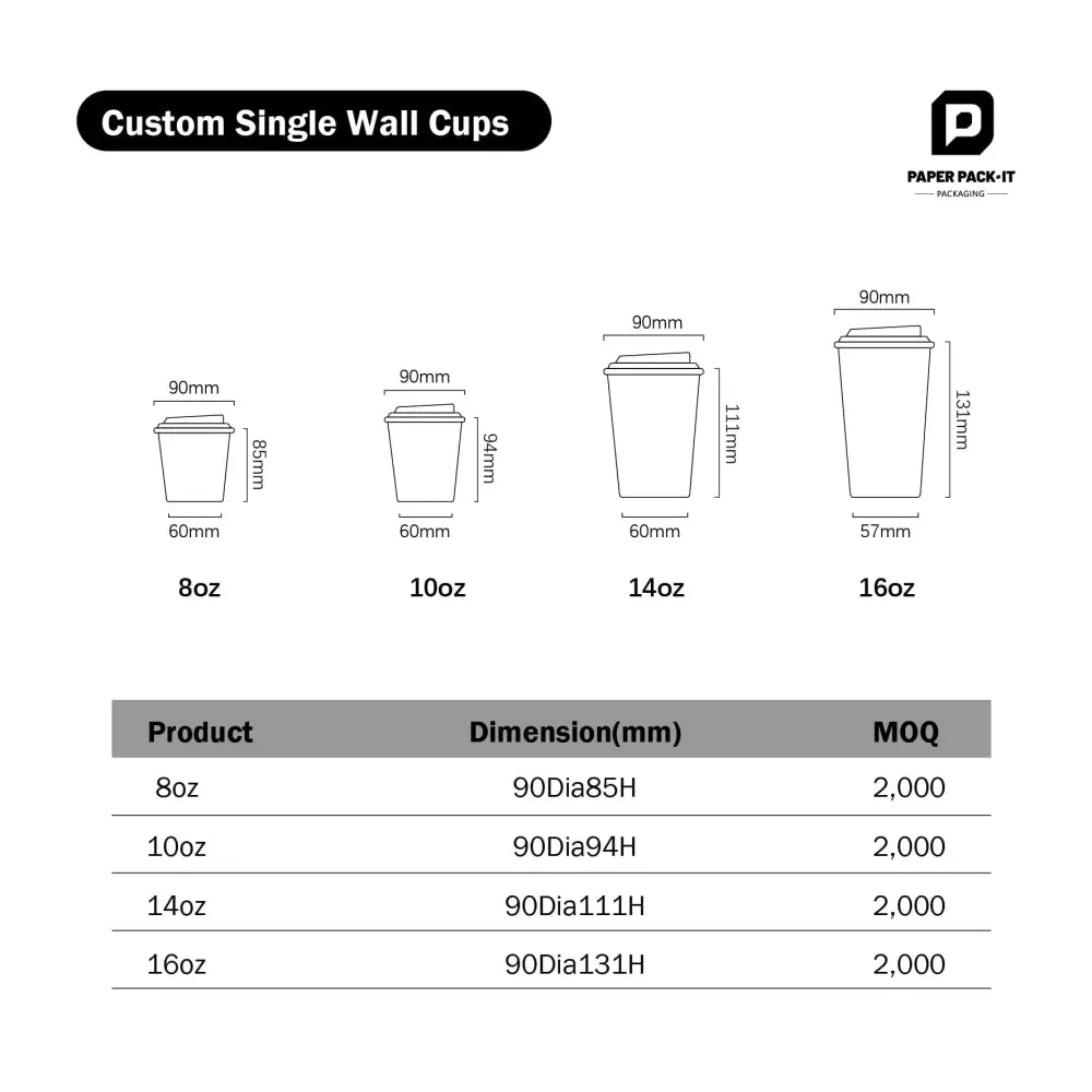Branded Single Wall Cup - Custom